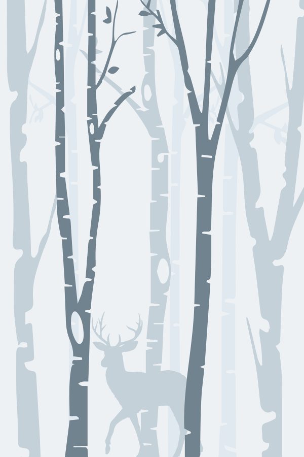 Group of trees with a deer in the background Group of trees with a deer in the background