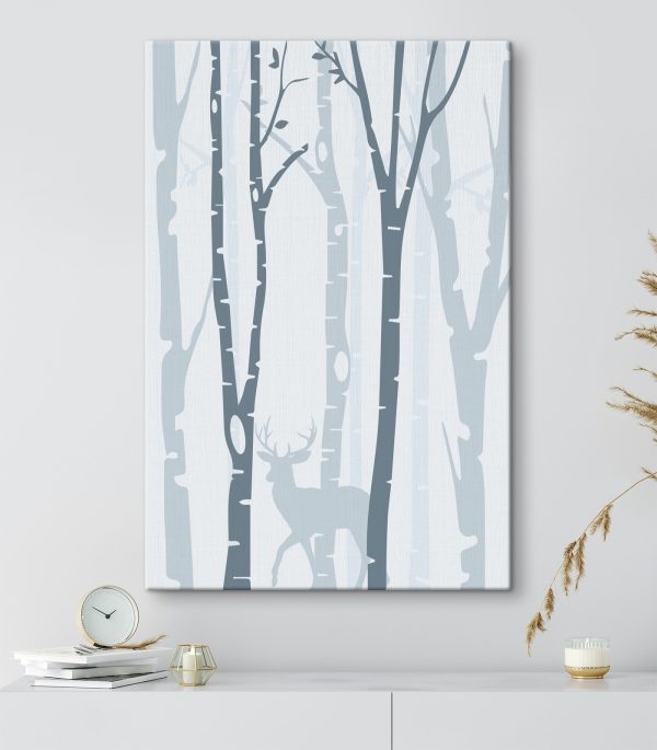 Group of trees with a deer in the background Group of trees with a deer in the background