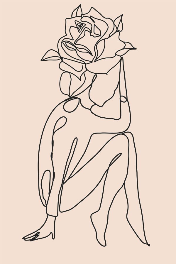 Zeichnung einer Person mit einer Rose Zeichnung einer Person mit einer Rose
