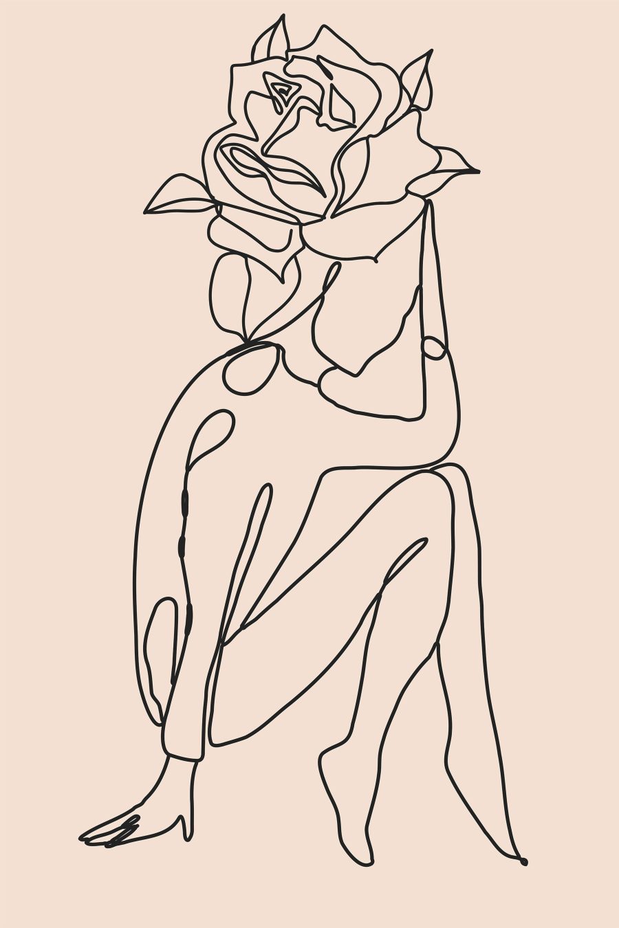 Zeichnung einer Person mit einer Rose