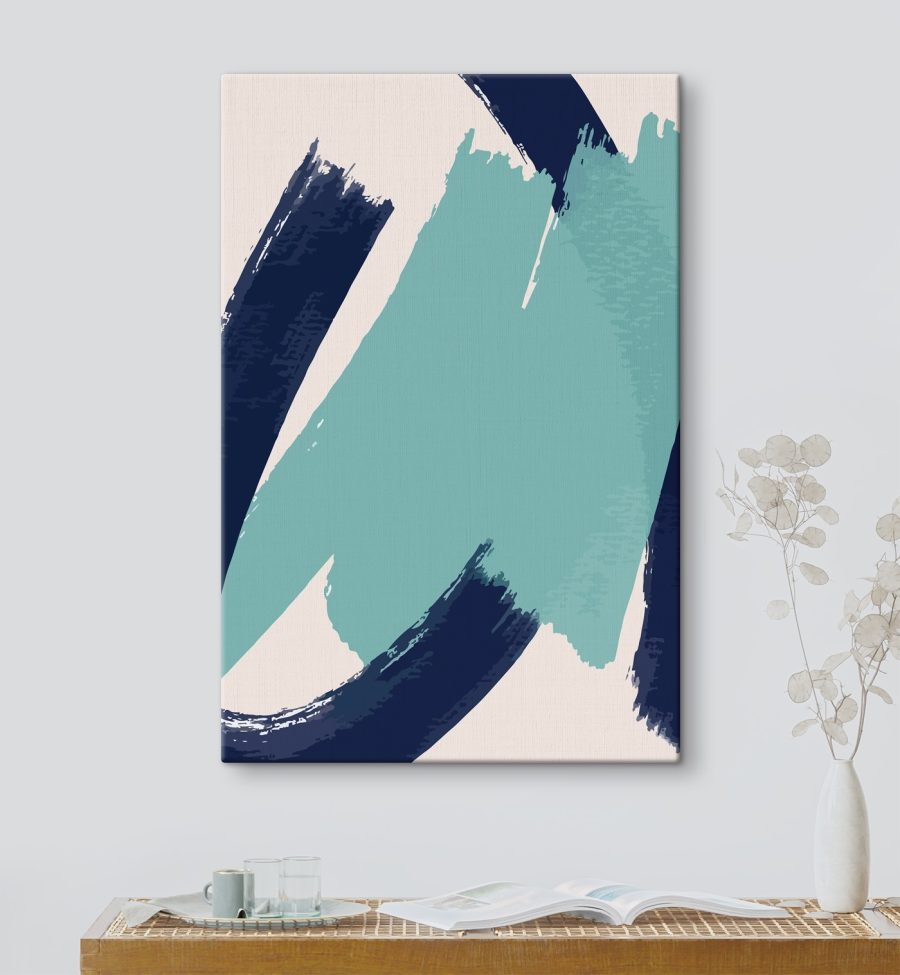 Blaue und weiße Pinselstriche