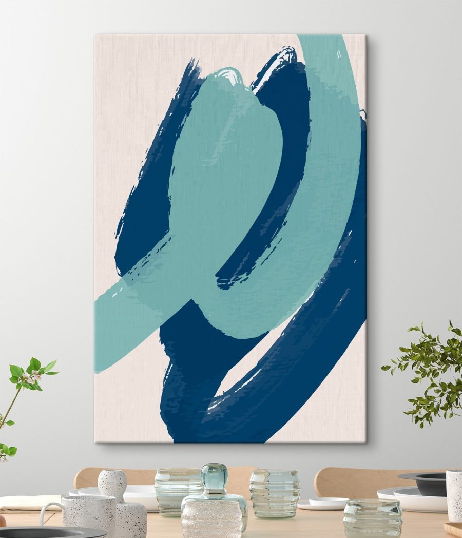 Blaue und weiße Pinselstriche