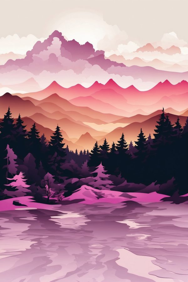 Landschaft mit Bergen und Bäumen Landschaft mit Bergen und Bäumen