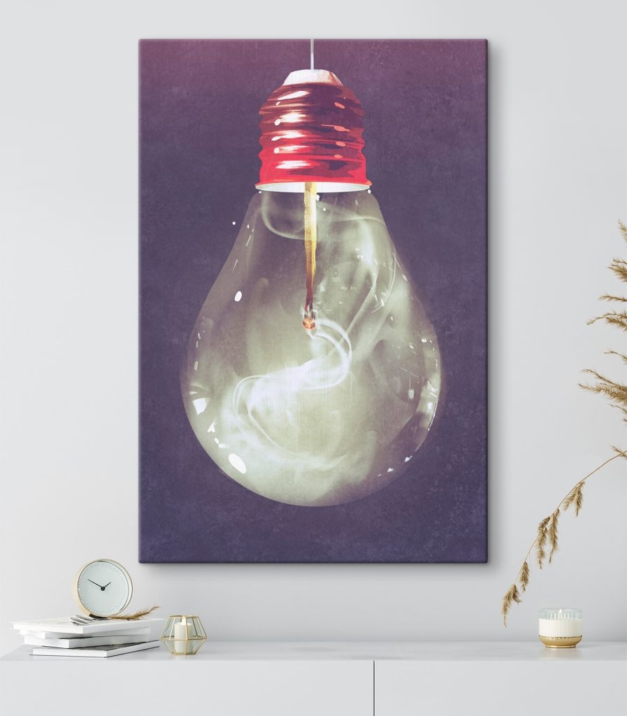 Light bulb with a fire Light bulb with a fire