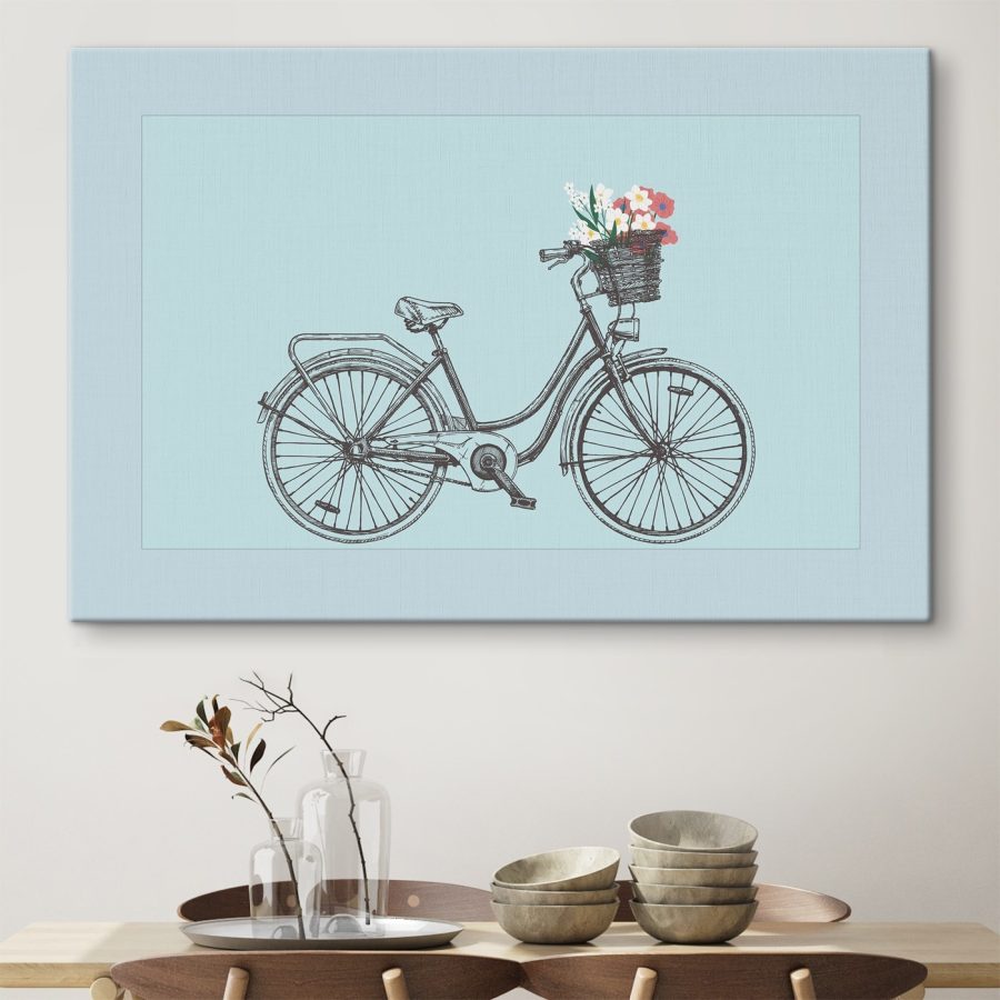 Fahrrad mit Blumen in einem Korb