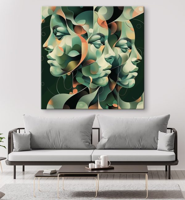Die Gesichter vermischen sich in surrealer Kunstfertigkeit. Die Gesichter vermischen sich in surrealer Kunstfertigkeit.