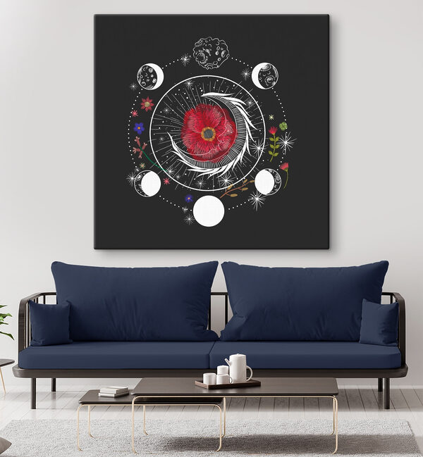 Zeichnung einer Blume und Mondphasen Wandbilder Zeichnung einer Blume und Mondphasen