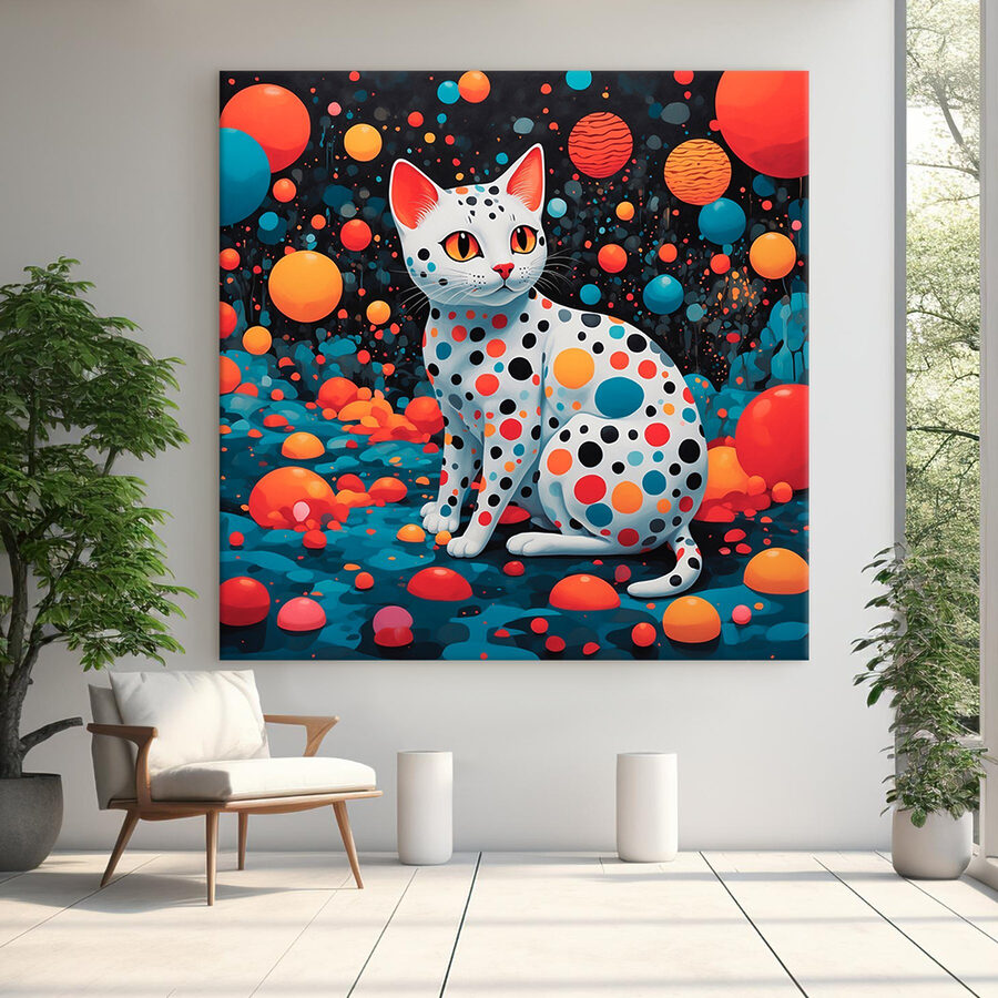 Wandbilder Katze mit Polka Dots