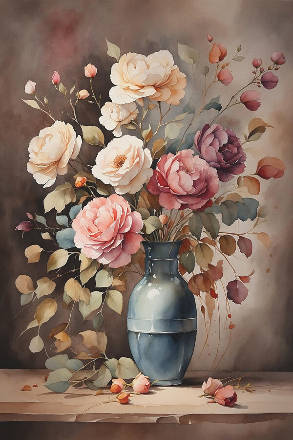 Painting of flowers in a vase Painting of flowers in a vase