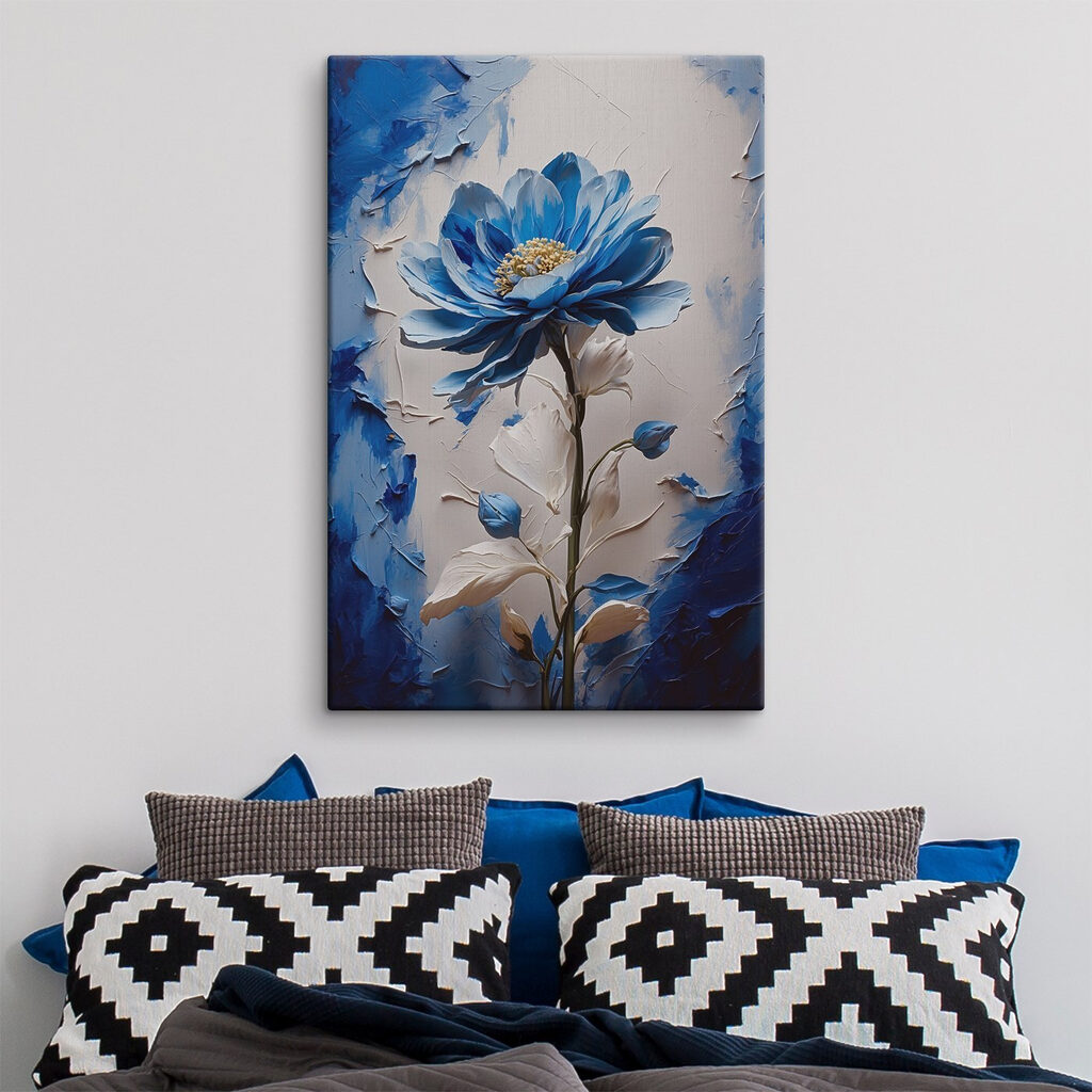 Blue flower with white leaves Blue flower with white leaves