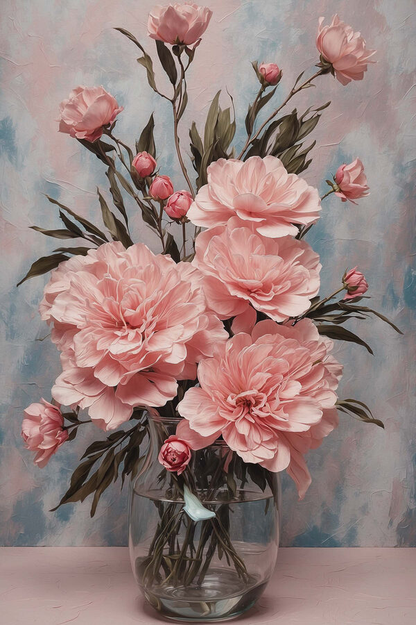 Vase mit rosa Blumen Vase mit rosa Blumen