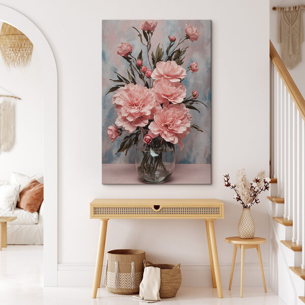 Vase mit rosa Blumen Vase mit rosa Blumen
