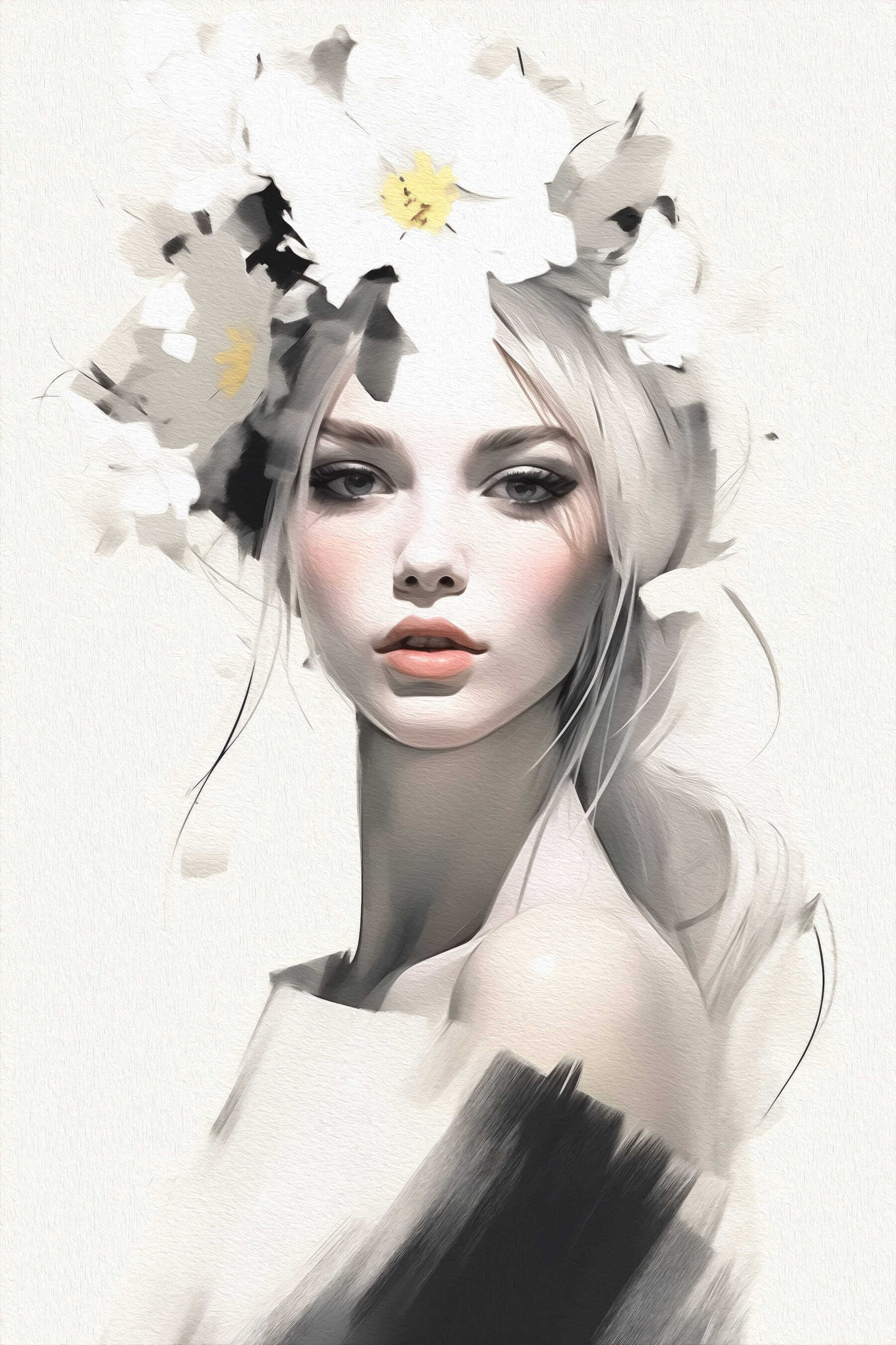 Woman with flowers in her hair Woman with flowers in her hair