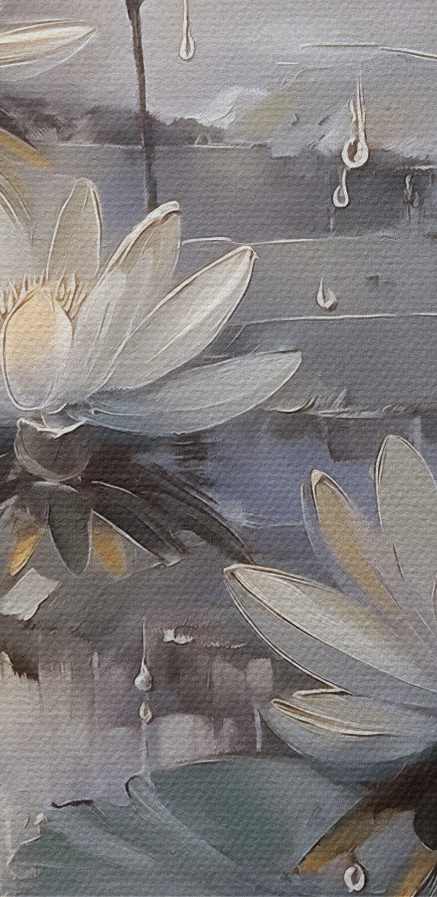 Gemälde von Blumen auf einem Teich
