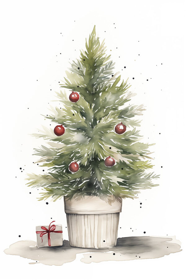 Aquarell eines Weihnachtsbaums Aquarell eines Weihnachtsbaums