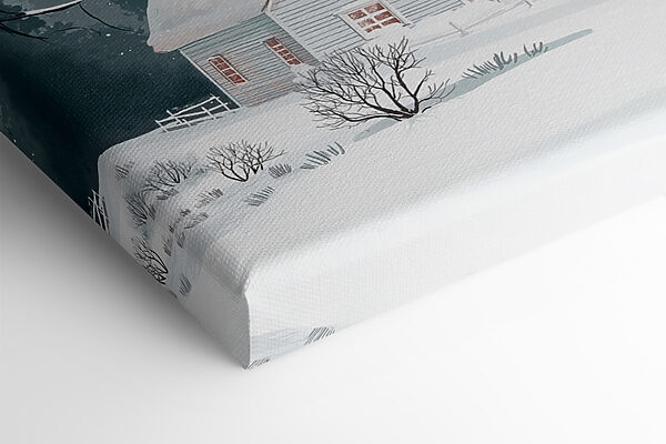 Haus mit Schnee auf dem Dach und einem Baum im Schnee Haus mit Schnee auf dem Dach und einem Baum im Schnee