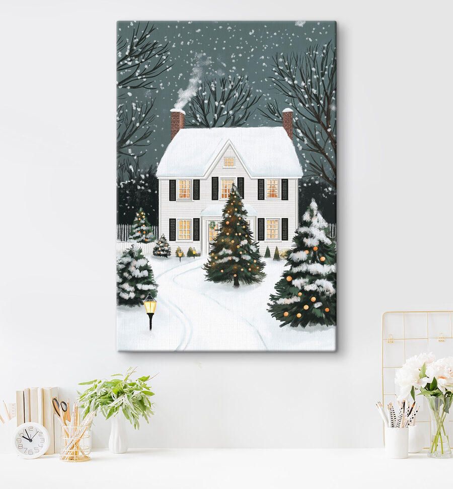 House with trees and snow