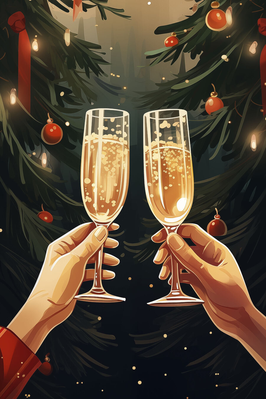 Ein Paar Hände hält Champagnergläser Ein Paar Hände hält Champagnergläser