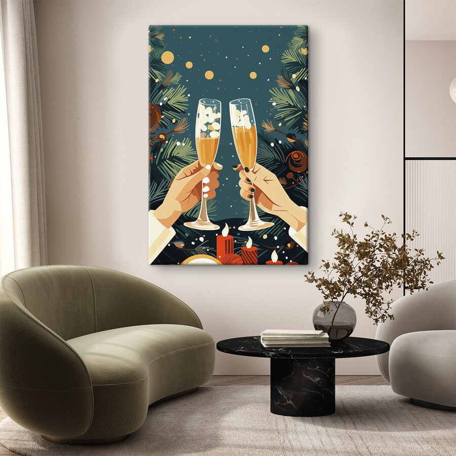 Ein Paar Hände hält Champagnergläser
