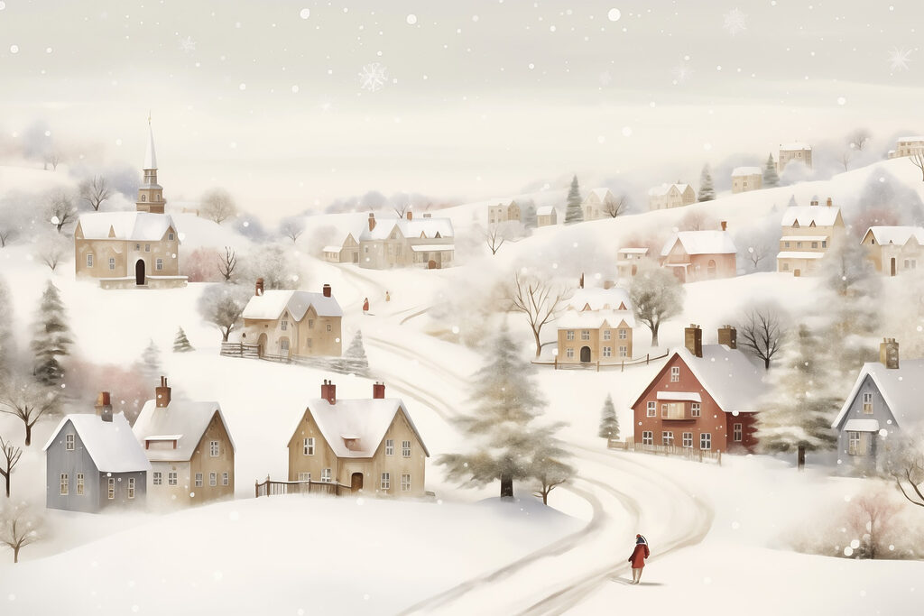 Person walking on a snowy road Person walking on a snowy road