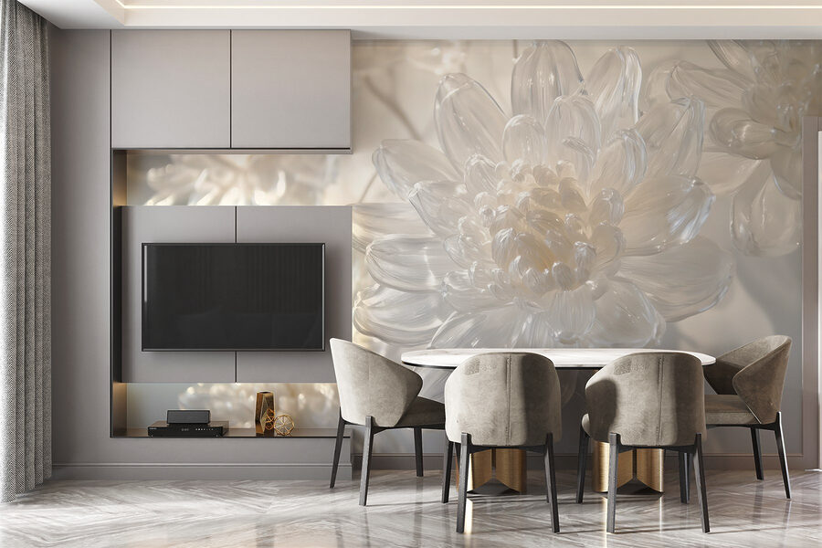 Fototapeten Zarte Blumenskulpturen aus Glas werden ausgestellt. – Bild 6