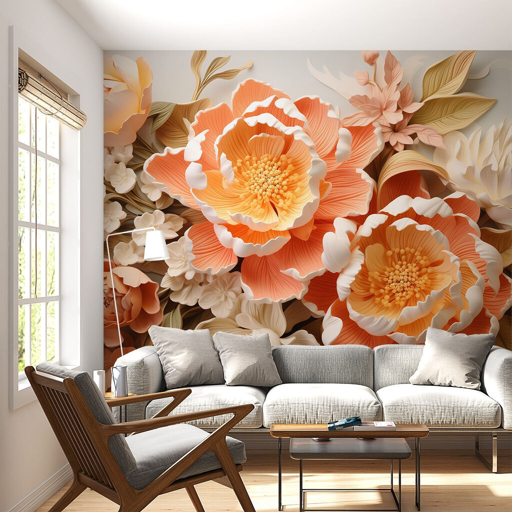 Group of flowers on a white surface