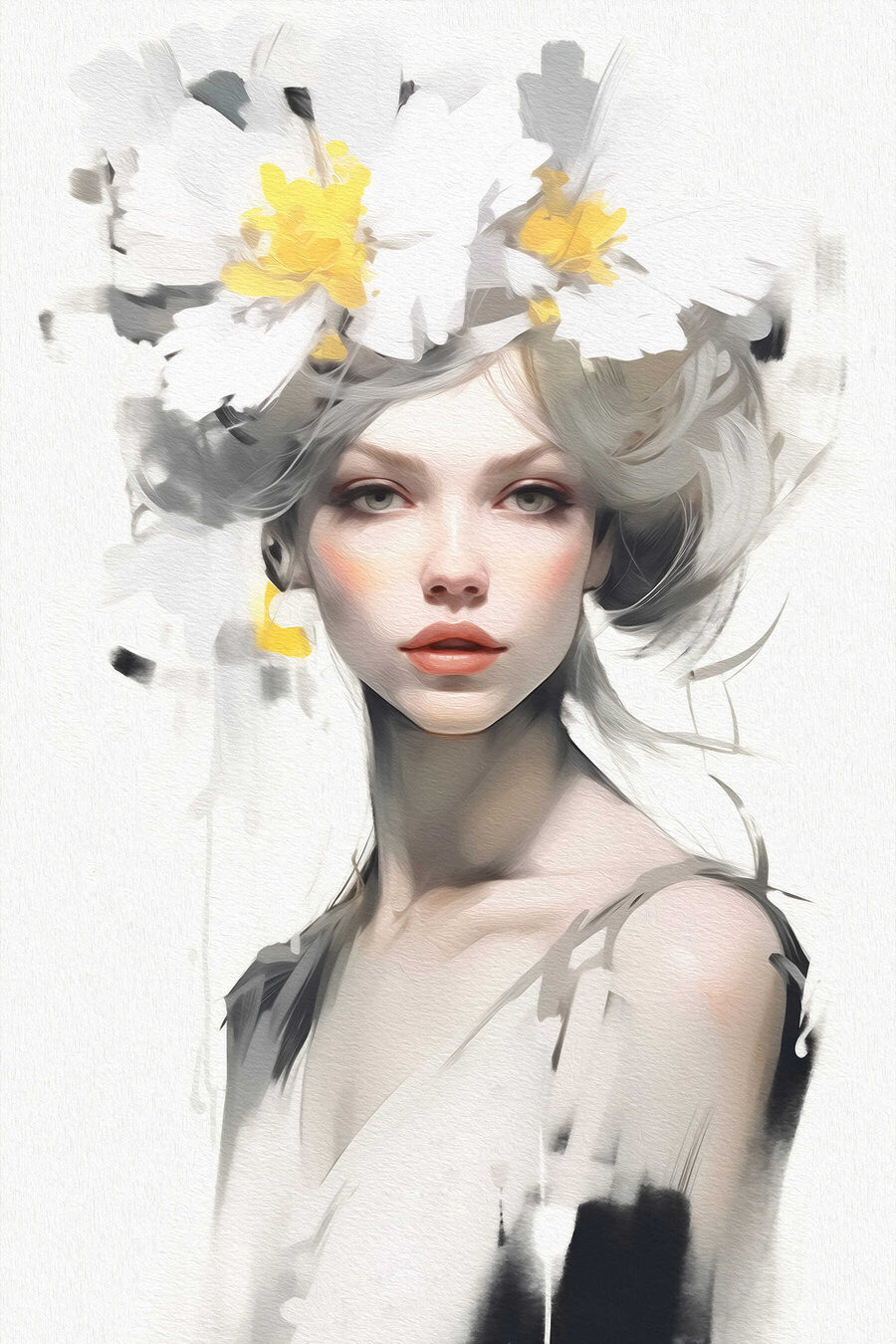Frau mit Blumen im Haar