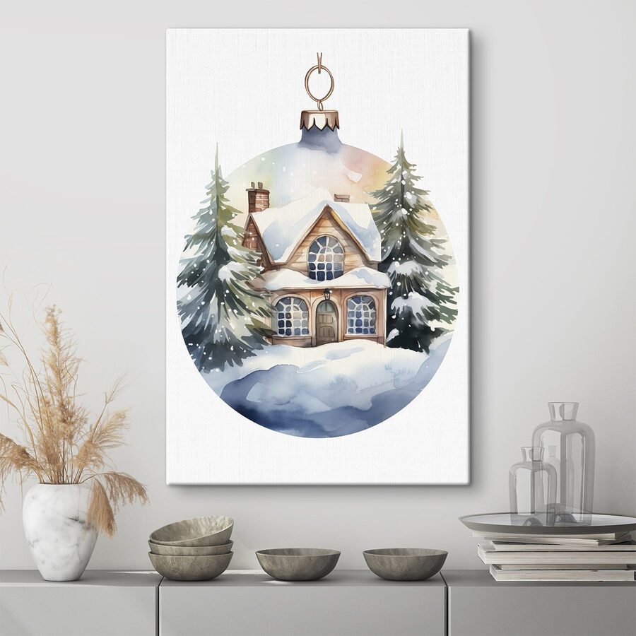 Aquarellmalerei eines Hauses im Schnee Aquarellmalerei eines Hauses im Schnee
