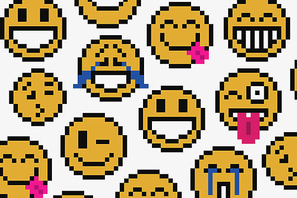Gruppe von gelben Smiley-Gesichtern Gruppe von gelben Smiley-Gesichtern