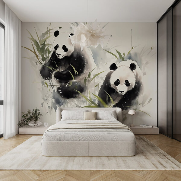 Pärchen Pandas im Gras Pärchen Pandas im Gras