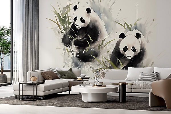Pärchen Pandas im Gras Pärchen Pandas im Gras