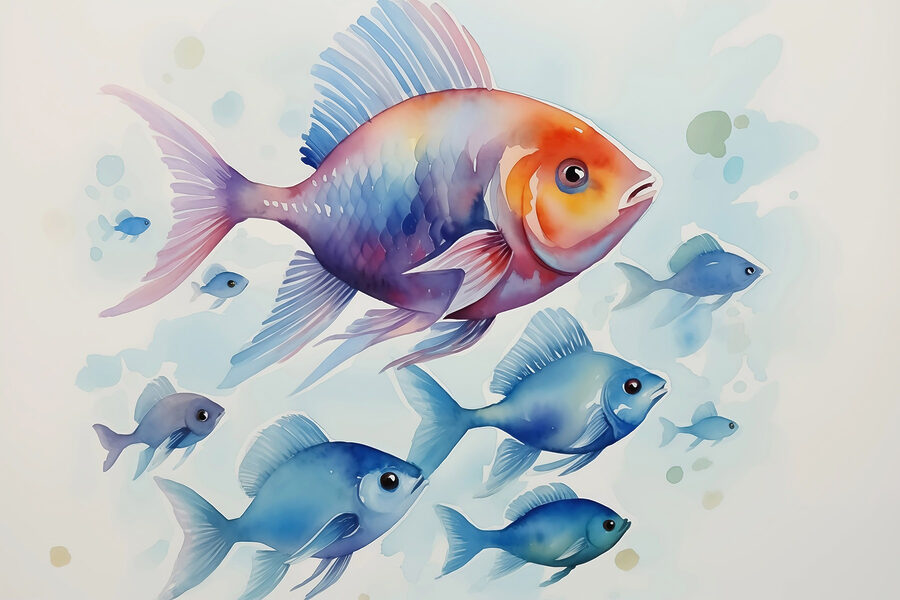 Gruppe von Fischen, die im Wasser schwimmen
