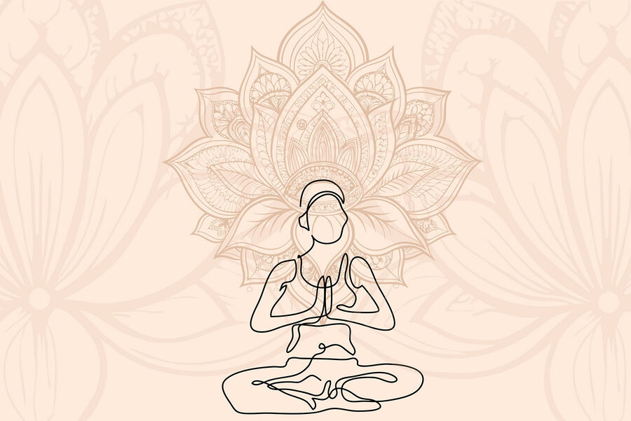 Drawing of a woman sitting in a lotus pose Drawing of a woman sitting in a lotus pose
