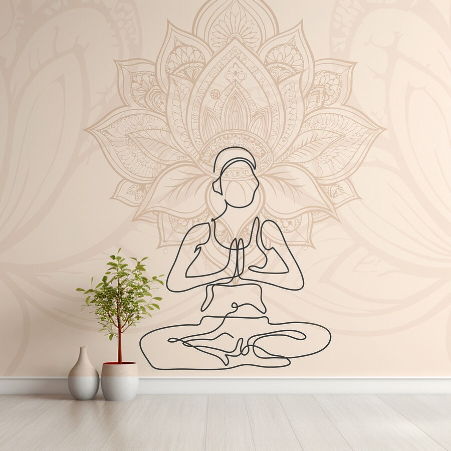 Drawing of a woman sitting in a lotus pose Drawing of a woman sitting in a lotus pose