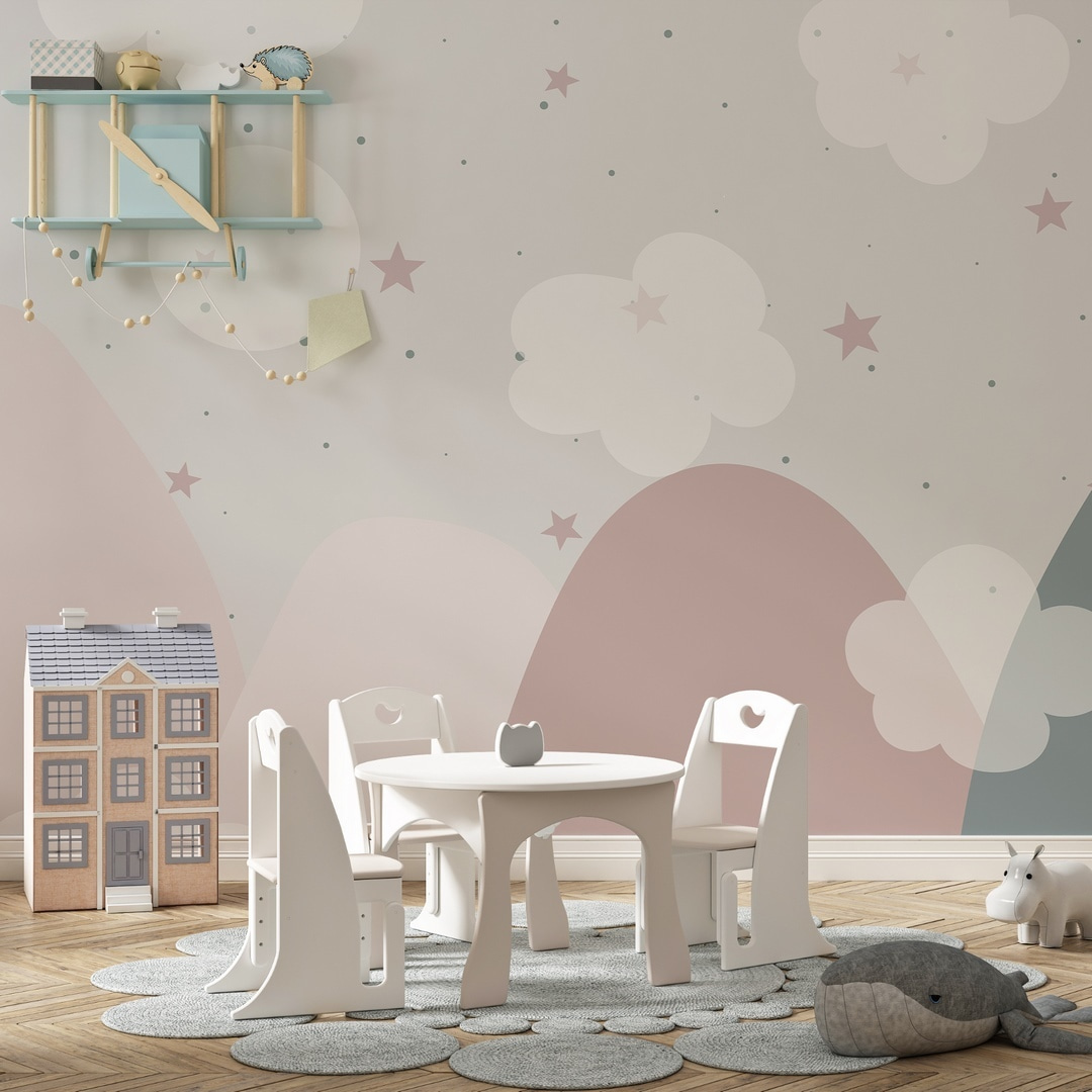 Landscape with clouds and stars Landscape with clouds and stars