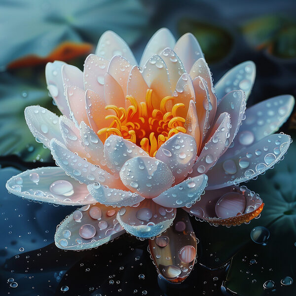 Weiße Blume mit Wassertropfen darauf Weiße Blume mit Wassertropfen darauf