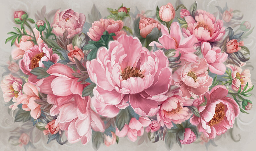 Malerei von rosa Blumen