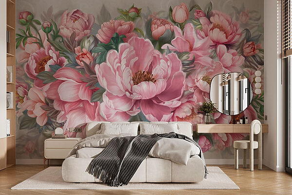 Malerei von rosa Blumen Malerei von rosa Blumen