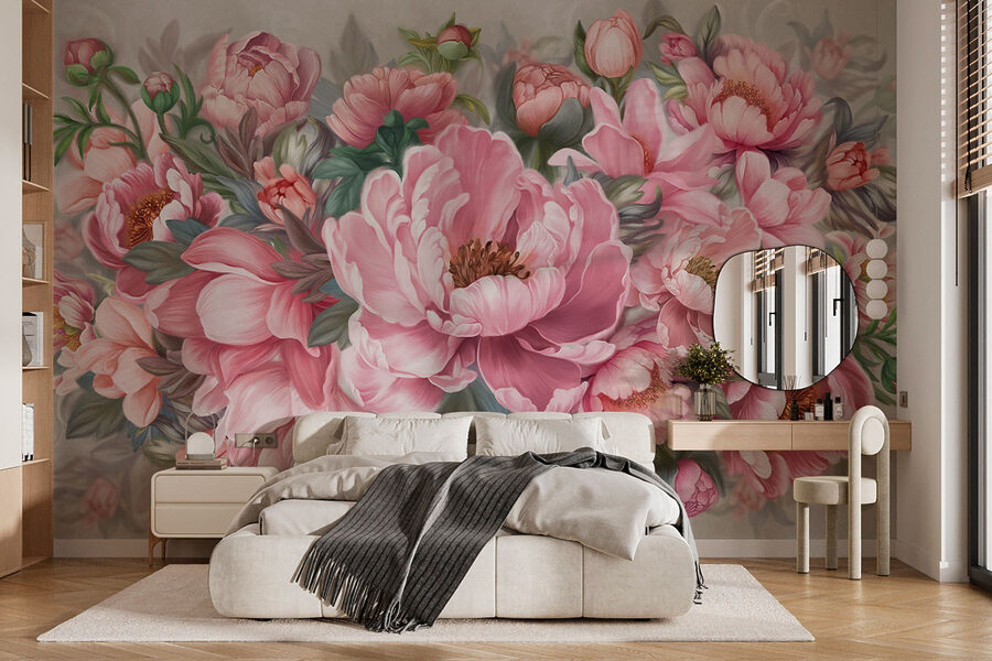 Malerei von rosa Blumen