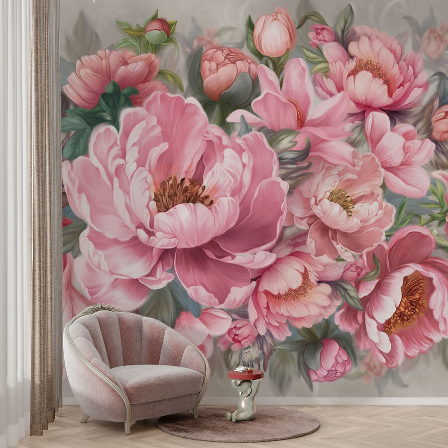 Malerei von rosa Blumen