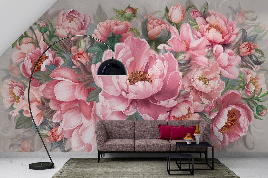 Malerei von rosa Blumen
