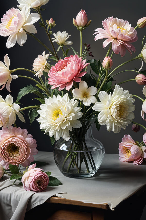 Vase mit Blumen auf einem Tisch Vase mit Blumen auf einem Tisch