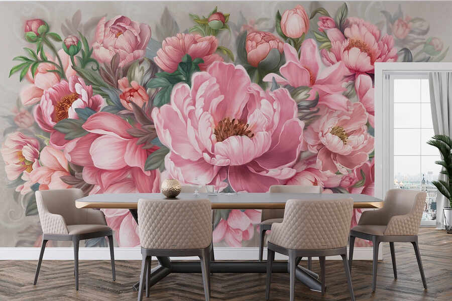 Malerei von rosa Blumen