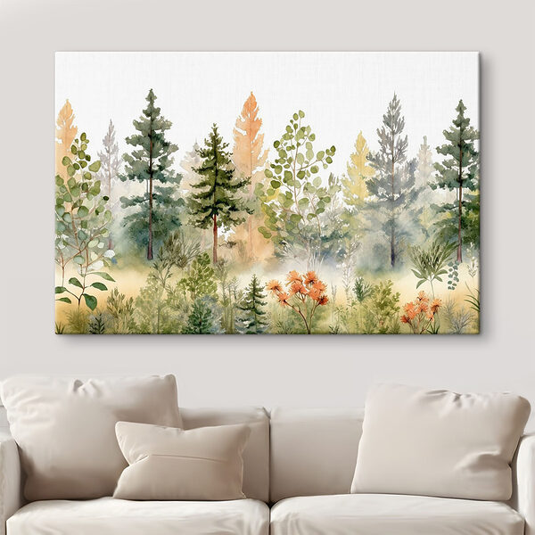 Aquarellmalerei von Bäumen und Pflanzen Aquarellmalerei von Bäumen und Pflanzen