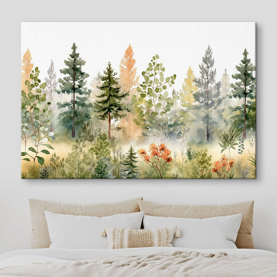 Aquarellmalerei von Bäumen und Pflanzen Aquarellmalerei von Bäumen und Pflanzen