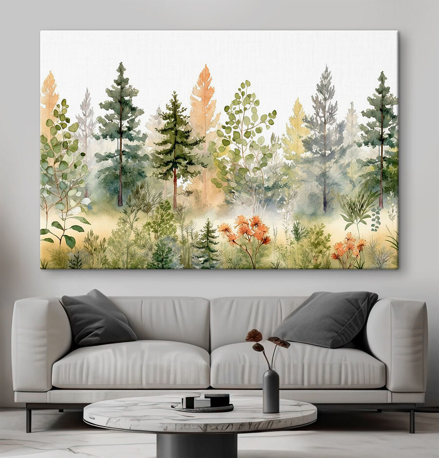 Aquarellmalerei von Bäumen und Pflanzen Aquarellmalerei von Bäumen und Pflanzen
