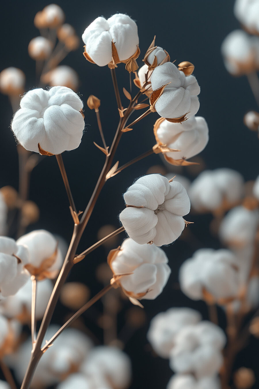 Zarte Baumwollblüten in der Auslage Zarte Baumwollblüten in der Auslage