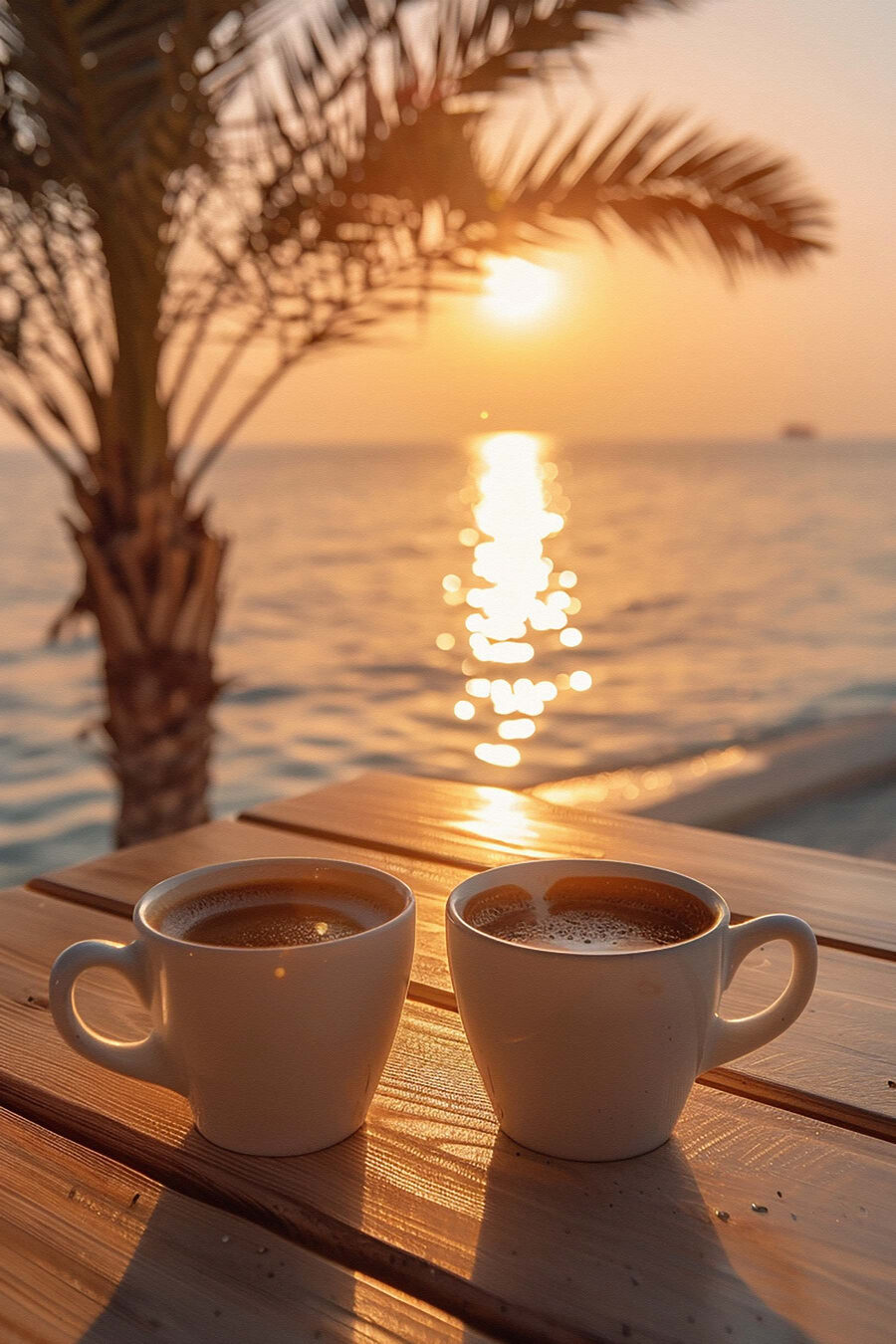 Zwei Tassen Kaffee auf einem Tisch