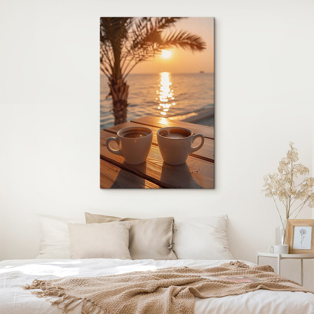 Two cups of coffee on a table Two cups of coffee on a table