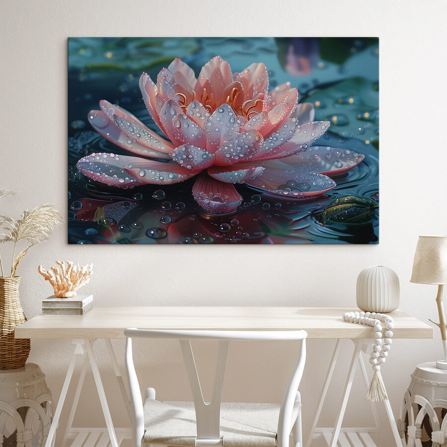 Rosa Blume mit Wassertropfen darauf
